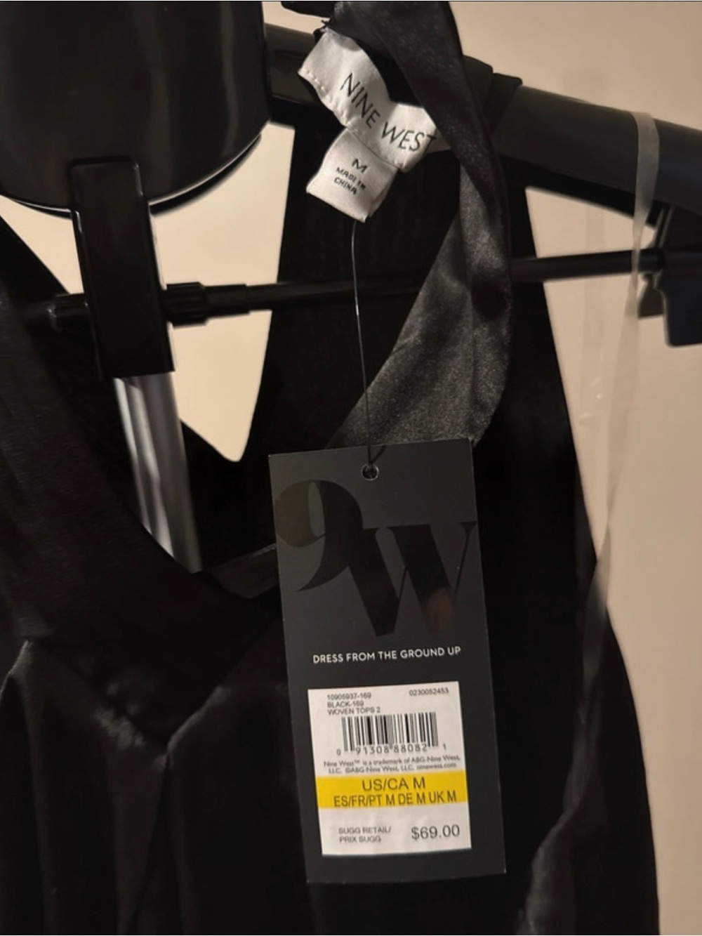Nine West Black Satin Cross-Back Dress - Picture 3 of 3